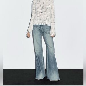 Massimo Dutti Denim Flare Jeans in Light Blue